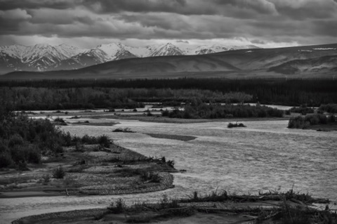 First sight of Alaska Range on the train