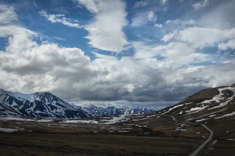 Denali Mountain is behind that central cloud