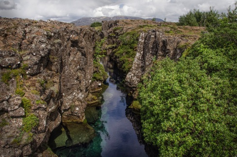 The Atlantic Ridge at Thingvellir, the ancient place of Parliament, established in 930 CE