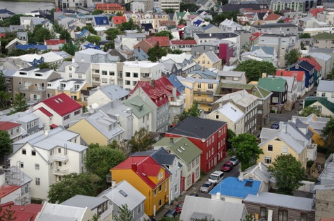 Colorful houses in the older section of town